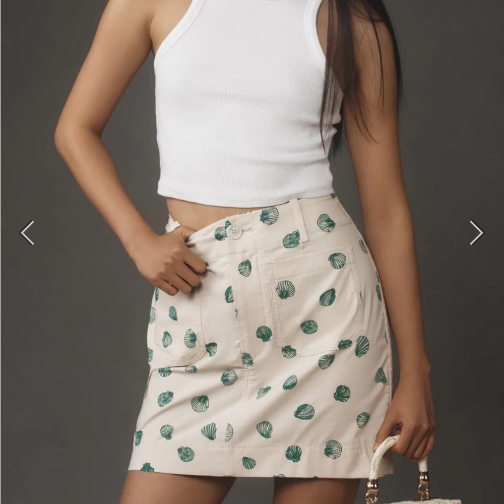 Anthropologie Maeve Colette Skirt Mini Edition Size S Seashell Print EUC - Picture 2 of 14